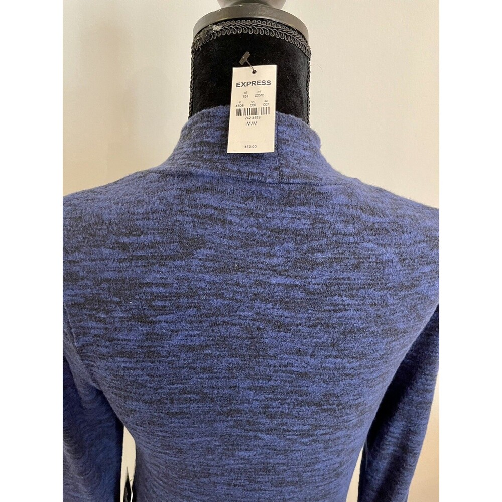 Express Blue Black Cozy Long Sleeve Mock Neck Sweater Dress Size Medium NWT! - Picture 4 of 7